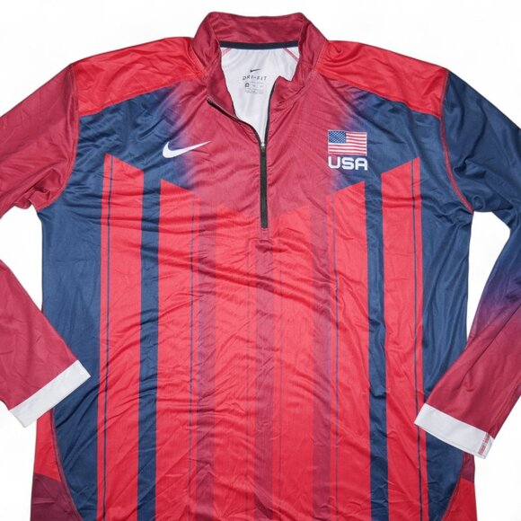 Nike Dri-Fit Team USA 1/4 Zip Pullover Men's Shirt Jacket Size XXL 2XL Belgrade - Picture 2 of 10